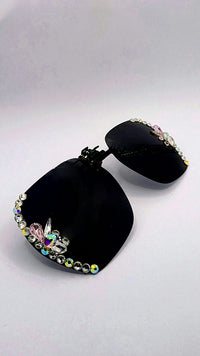 Load image into Gallery viewer, Rhinestone Oversized Clip on Sunglasses
