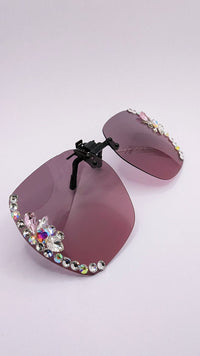 Load image into Gallery viewer, Rhinestone Oversized Clip on Sunglasses
