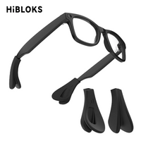 Load image into Gallery viewer, HiBloks black silicone ear hooks on Ray-Ban Meta glasses
