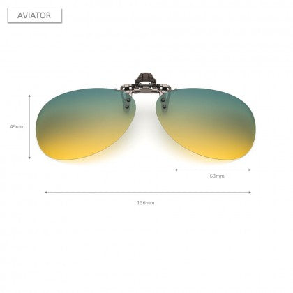 Aviator Day and Night Driving Prime Clip On Glasses